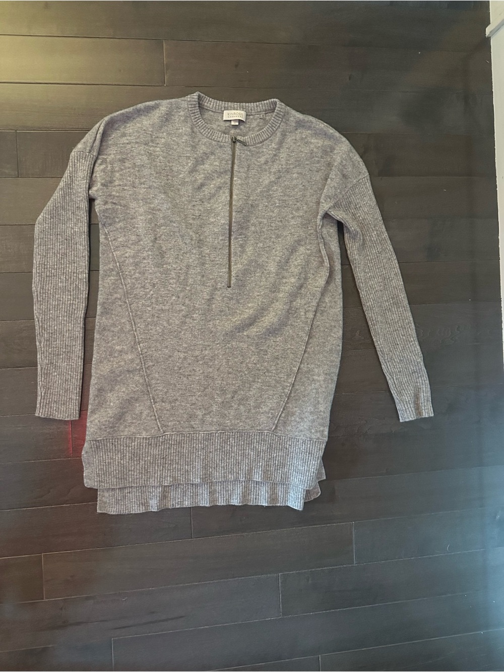 Kinross 100% cashmere Gray Half-Zip Crewneck Sweater small